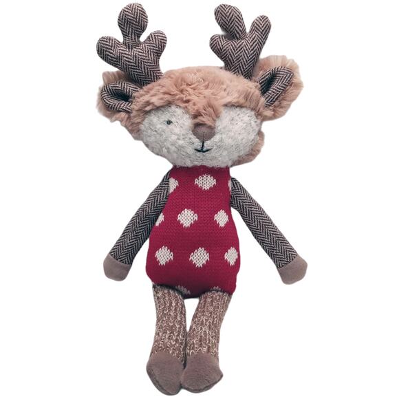 🎄🦌 Anthropologie Sock Monkey Reindeer Plush Tree Topper 🐒✨ Rare 2016 Holiday - Picture 15 of 16